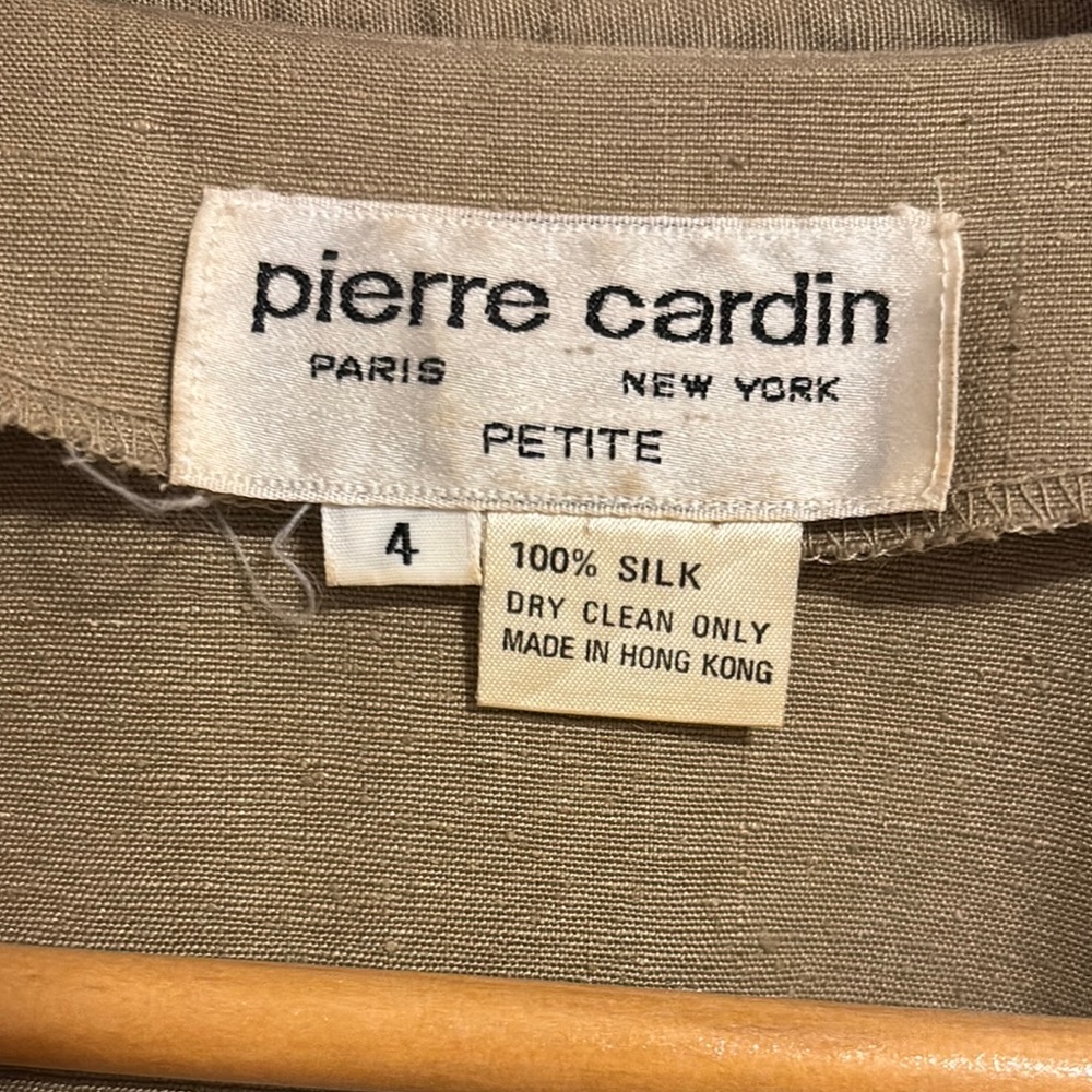 Vintage RARE Pierre Cardin Silk jumpsuit- Beige Petite size 4 - Picture 2 of 10